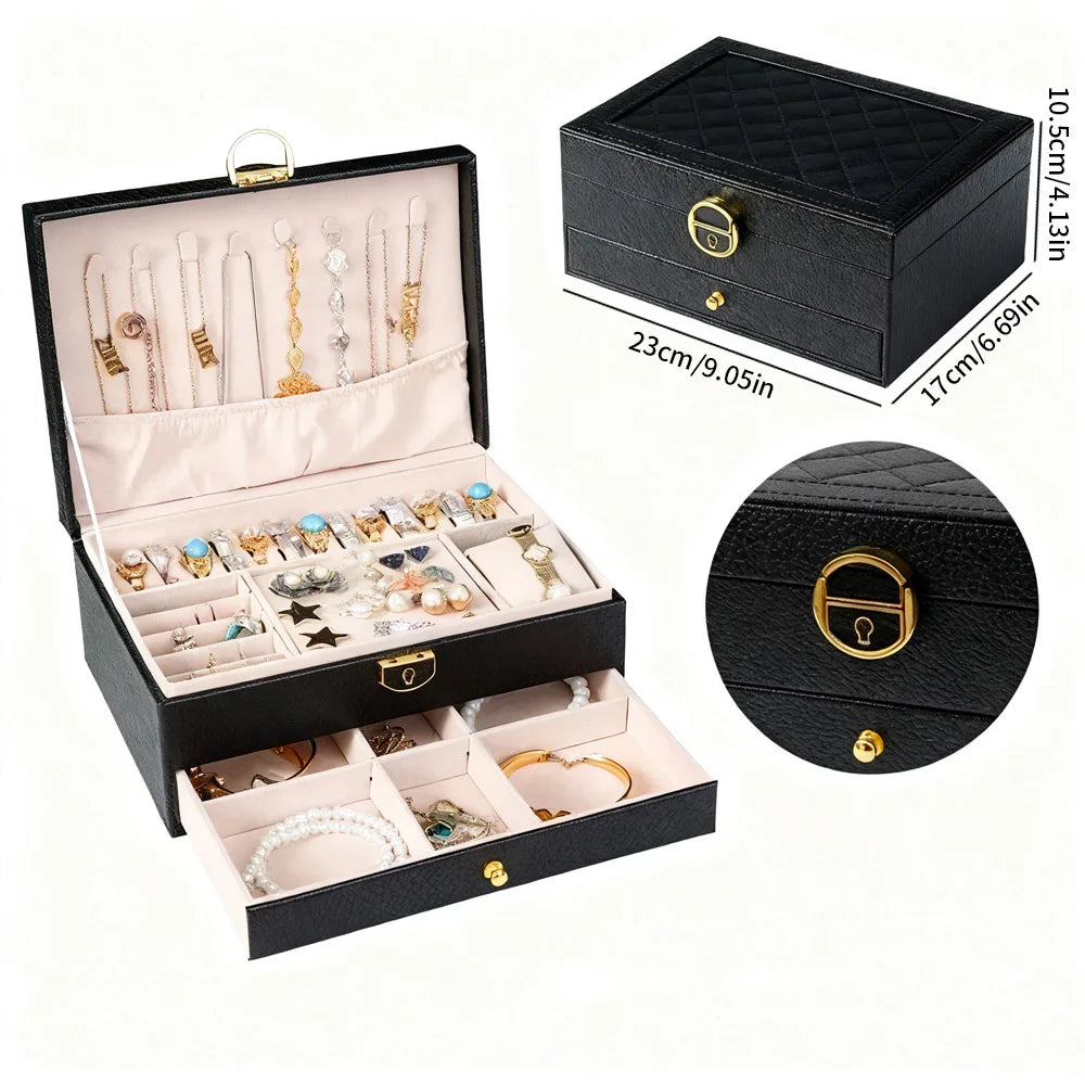 Luxury Double Layer Jewelry Box – Elegant Organizer