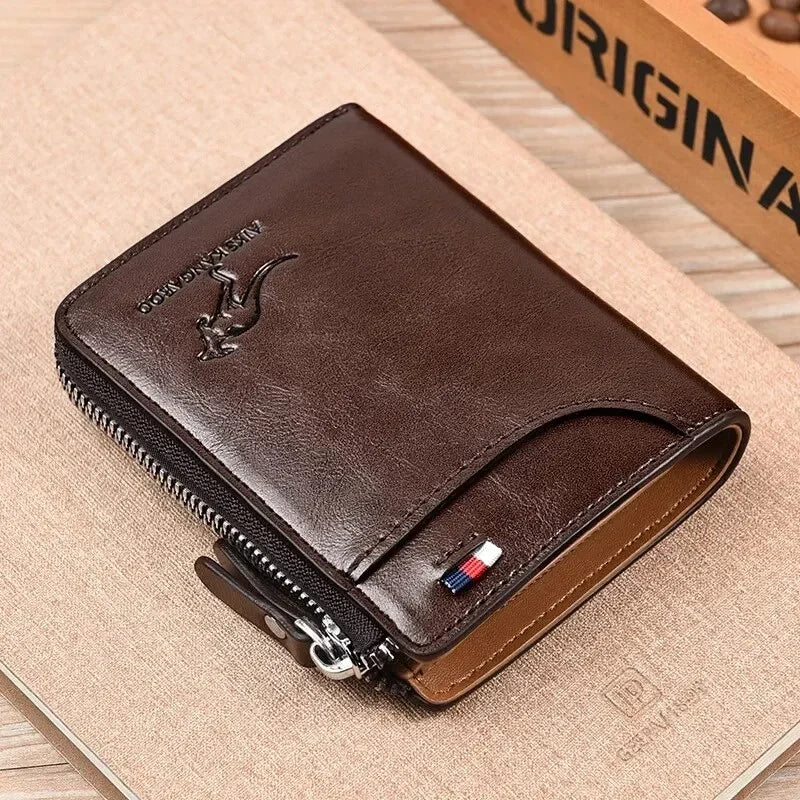 Men’s Leather RFID Wallet with Zip | Card Holder