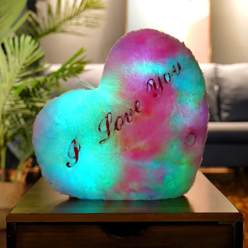 LED Light Up Heart Plush Pillow