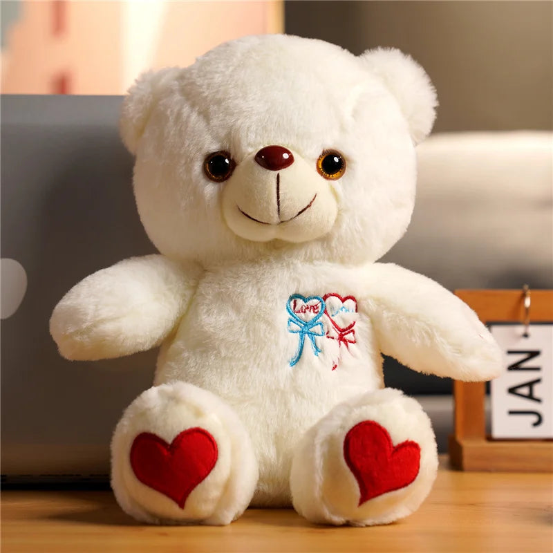 Luminous Teddy Bear Plush with Rose Heart – Glow in the Dark Soft Stuffed Bear Gift