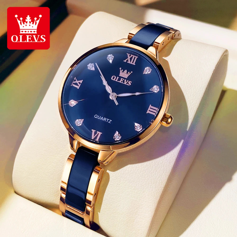 Elegant OLEVS 5872 Ceramic Dress Watch for Women