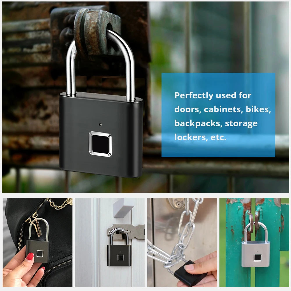 KERUI Waterproof Fingerprint Padlock – USB-C Rechargeable Smart Lock
