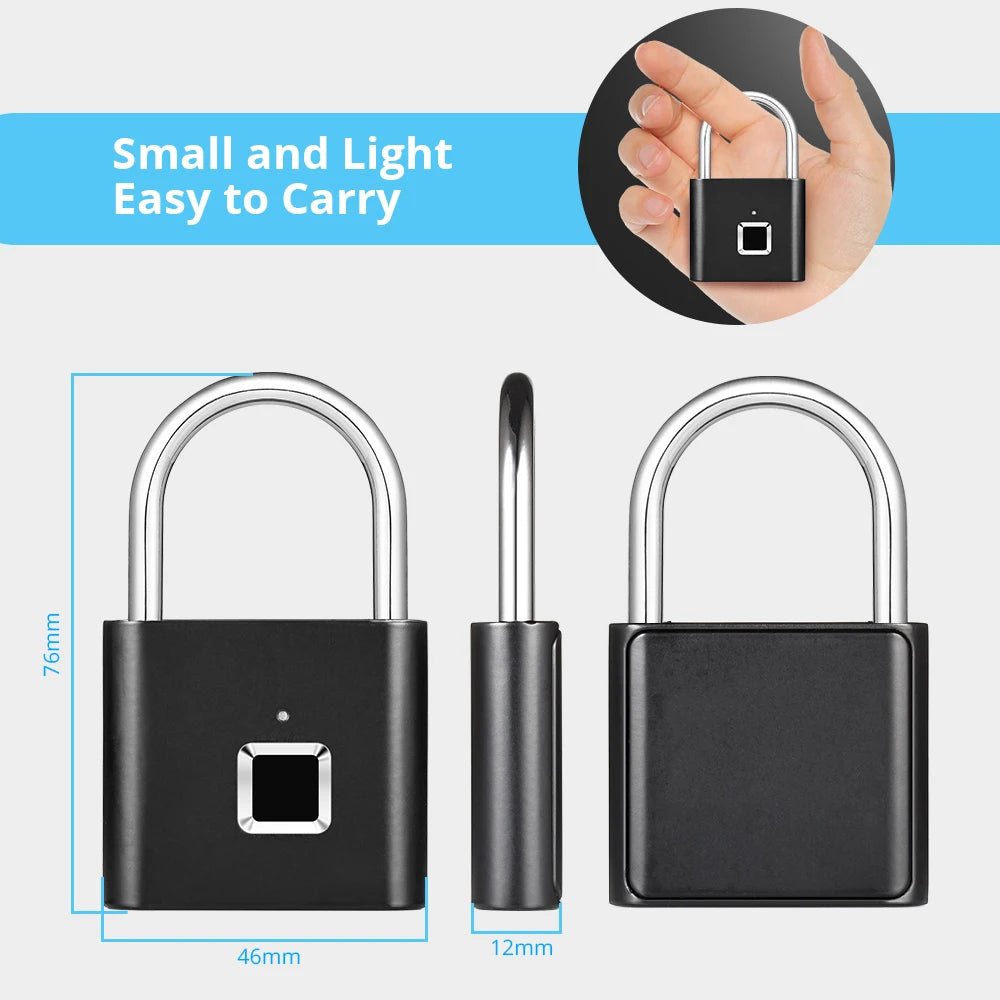 KERUI Waterproof Fingerprint Padlock – USB-C Rechargeable Smart Lock