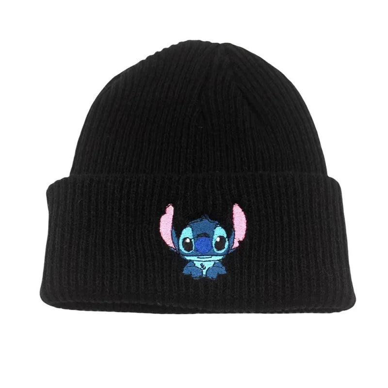Cute Stitch Knit Beanie – Warm Cartoon Embroidered Hat for Kids & Adults