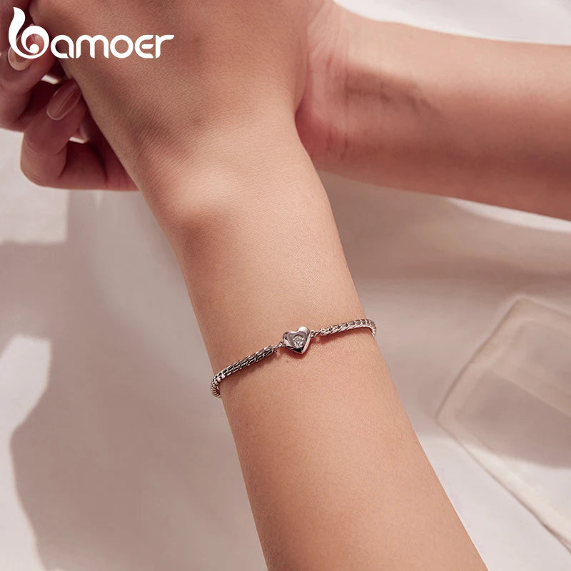 Bamoer 925 Sterling Silver Moissanite Heart Bracelet