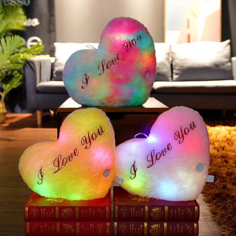 LED Light Up Heart Plush Pillow