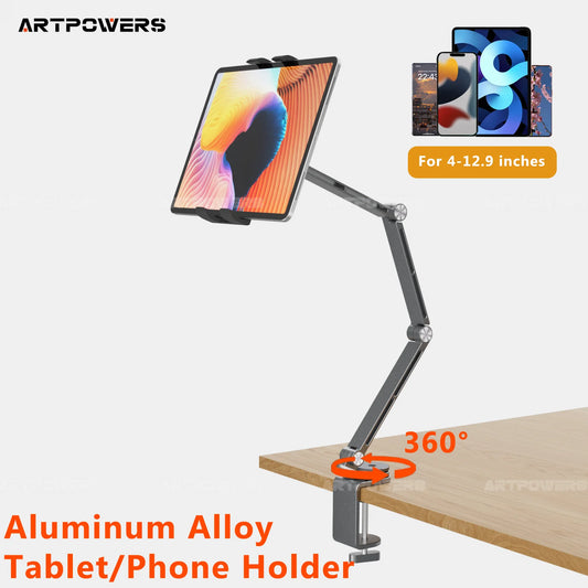 Portable Tablet Clip Stand with Charging Support