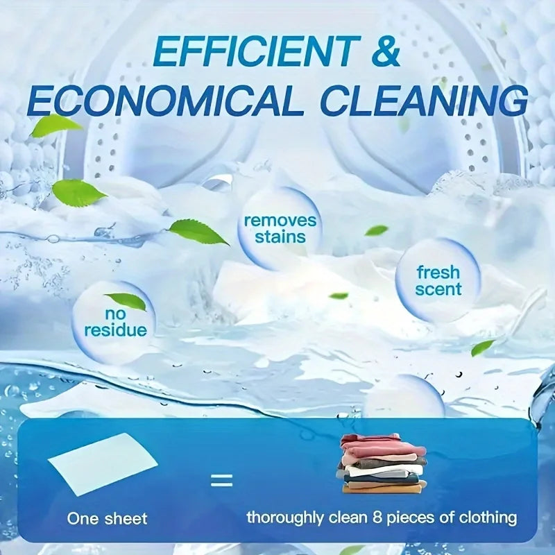 Laundry Detergent Sheets (50pcs) – Zero Plastic, Hypoallergenic, Perfect for Home & Travel
