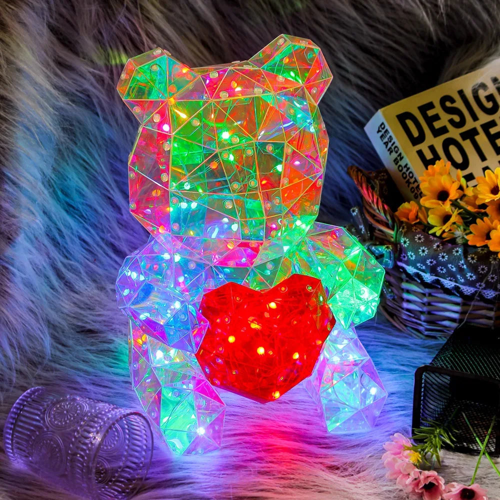 LED Teddy Bear Gift Lamp with Gift Box – Romantic Novelty Light for Valentine’s Day & Holidays