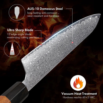 Hand-Forged Damascus Steel Chef Knife – Professional Japanese Kitchen Blade