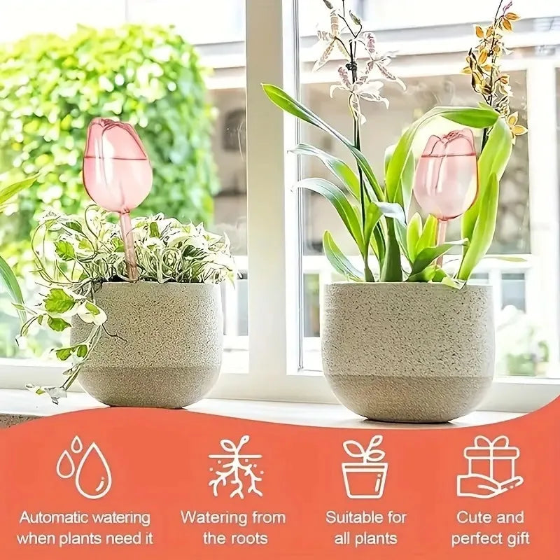 Pink Tulip Watering Balls – Elegant Automatic Irrigation