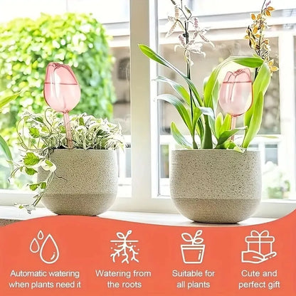 Pink Tulip Watering Balls – Elegant Automatic Irrigation