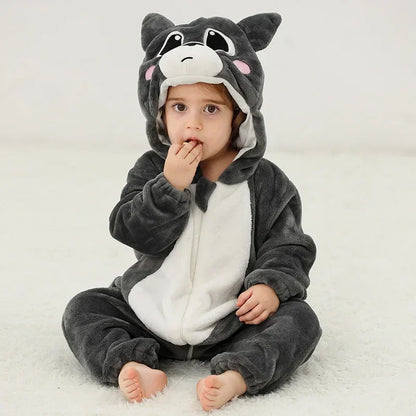 Cute Animal Baby Romper Lion – Cosy Winter Jumpsuit Pyjamas for Newborns