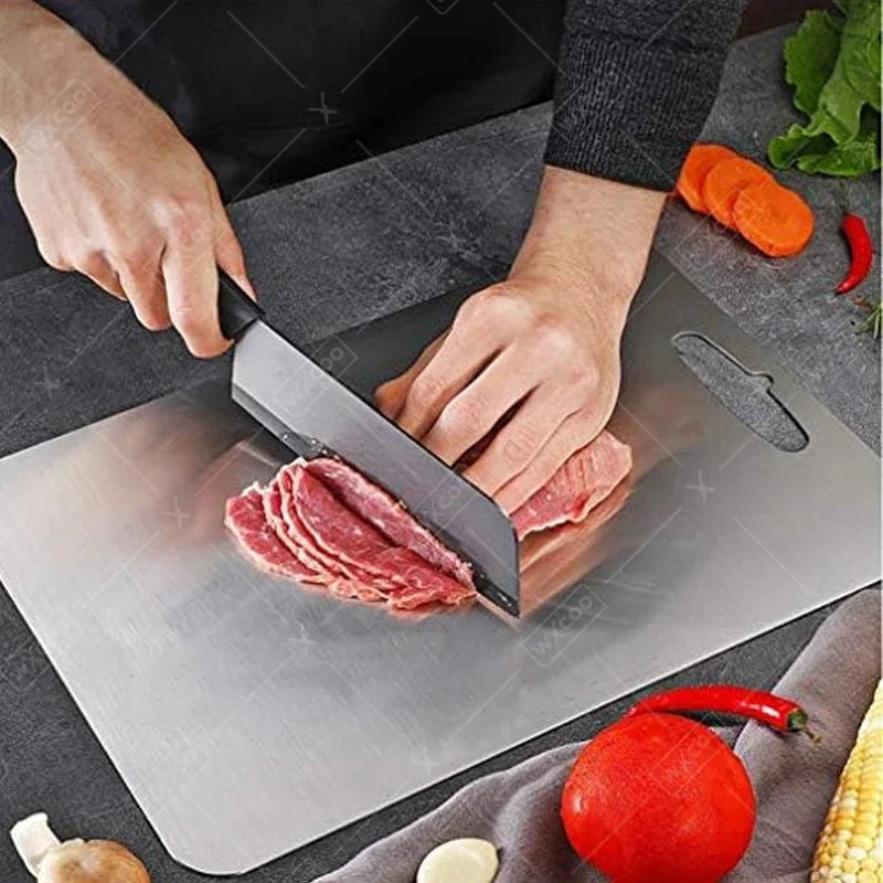Tabla de cortar de acero inoxidable de doble cara para cocina 