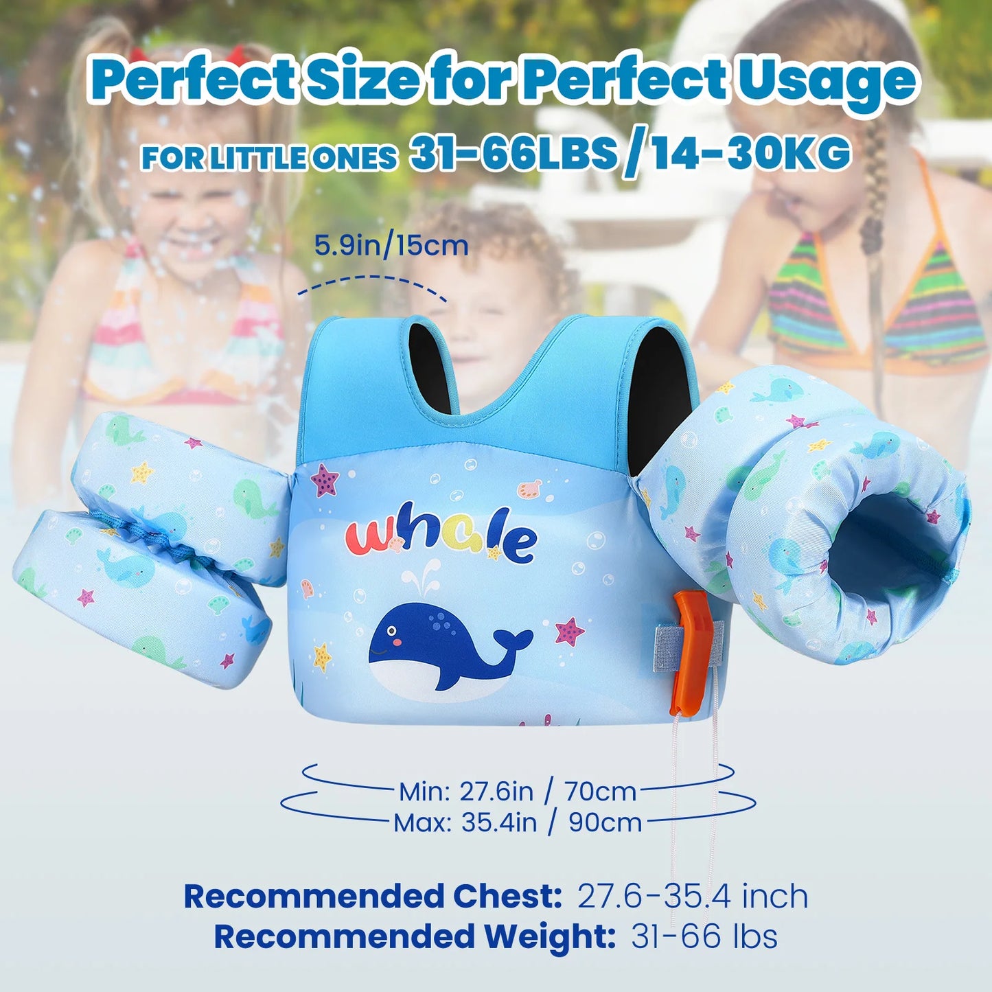 Children’s Swim Vest with Arm Floats for Pool & Beach