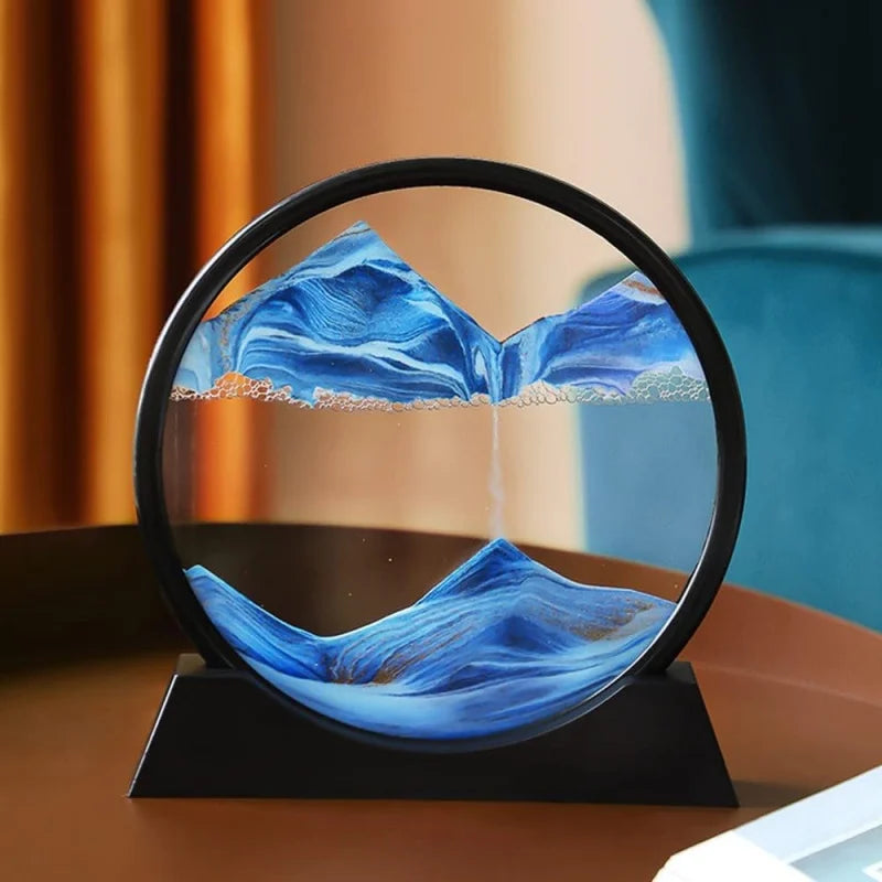 3D Hourglass Sandscape – Modern Glass Wall Art