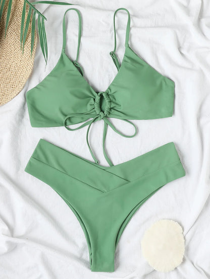 Conjunto de bikini anudado de alta elasticidad | Edición de verano
