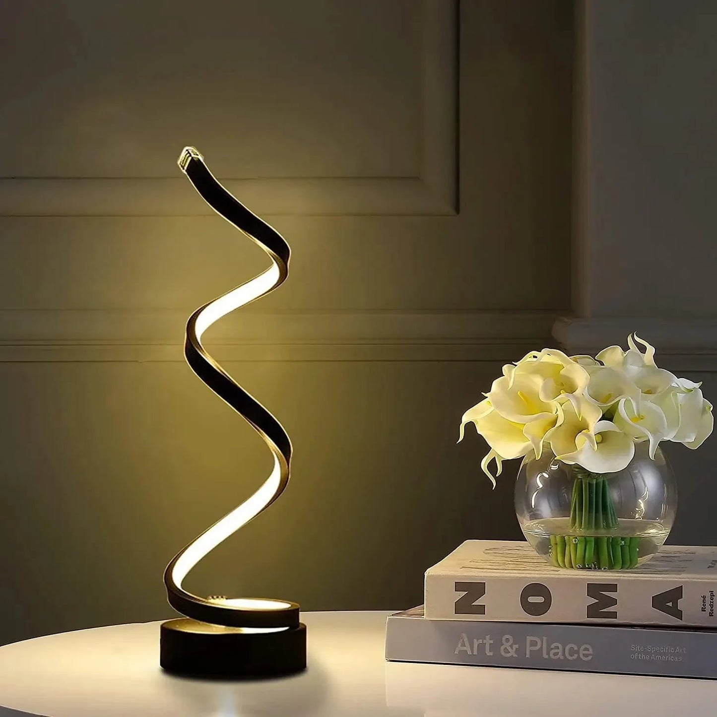 Lámpara LED espiral moderna para mesita de noche y sala de estar