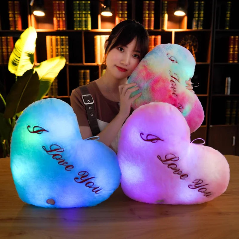 LED Light Up Heart Plush Pillow