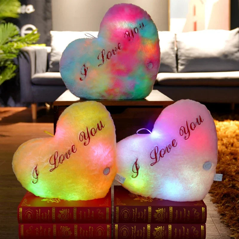LED Light Up Heart Plush Pillow