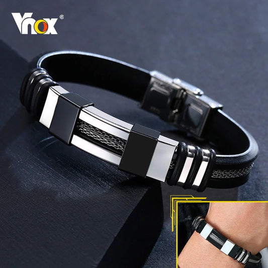 Men’s Punk Steel Bracelet – Silicone Mesh Link Style