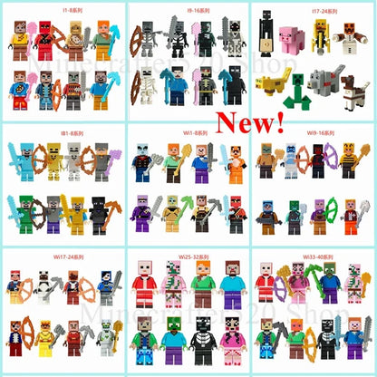 17 Styles Minecraft Building Blocks Set – 8PCS DIY Assembled Action Figures