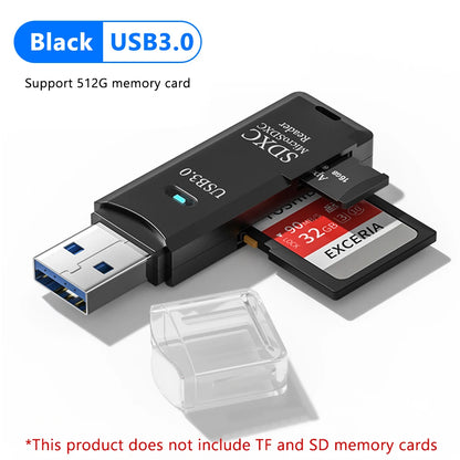2-in-1 USB 3.0 Card Reader – Micro SD / TF Memory Card Adapter for PC & Laptop, High-Speed
