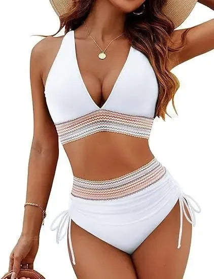 Bikini Texturizado de Tirantes Anchos y Talle Alto