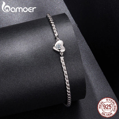 Bamoer 925 Sterling Silver Moissanite Heart Bracelet