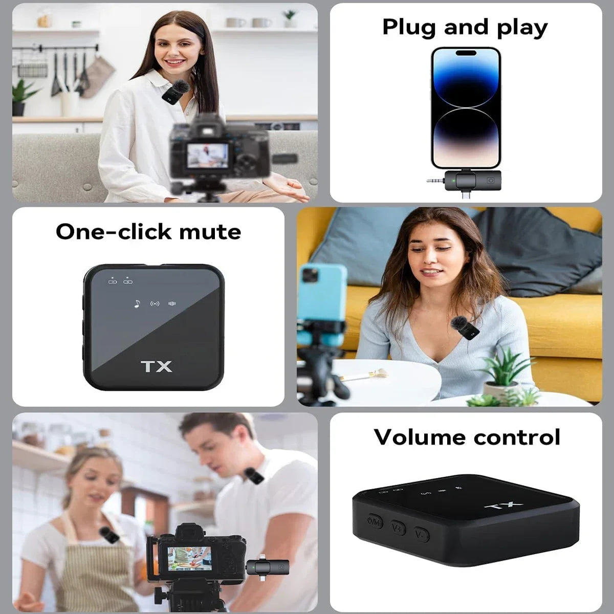 Microfono Clip-On Wireless 3-in-1 – Audio Professionale Ovunque
