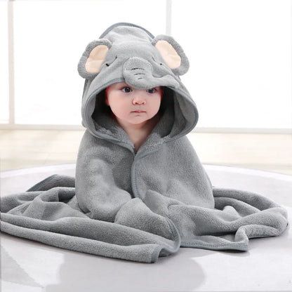 Baby Hooded Bath Towel with Cartoon Animals
