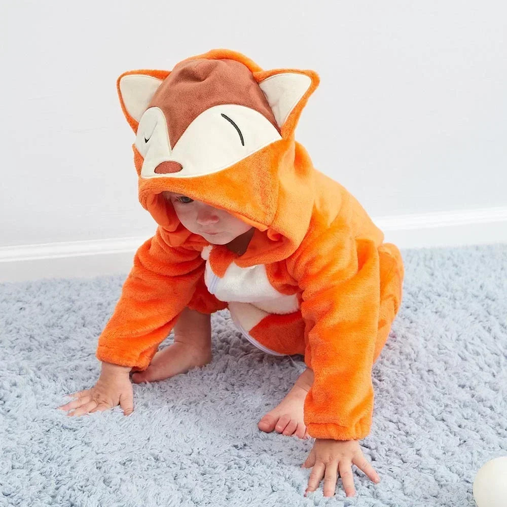 Cute Animal Baby Romper Lion – Cosy Winter Jumpsuit Pyjamas for Newborns