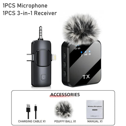 Microfono Clip-On Wireless 3-in-1 – Audio Professionale Ovunque