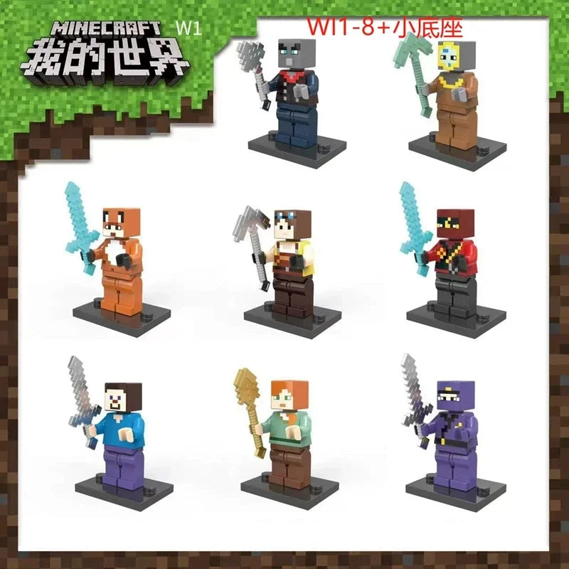 17 Styles Minecraft Building Blocks Set – 8PCS DIY Assembled Action Figures