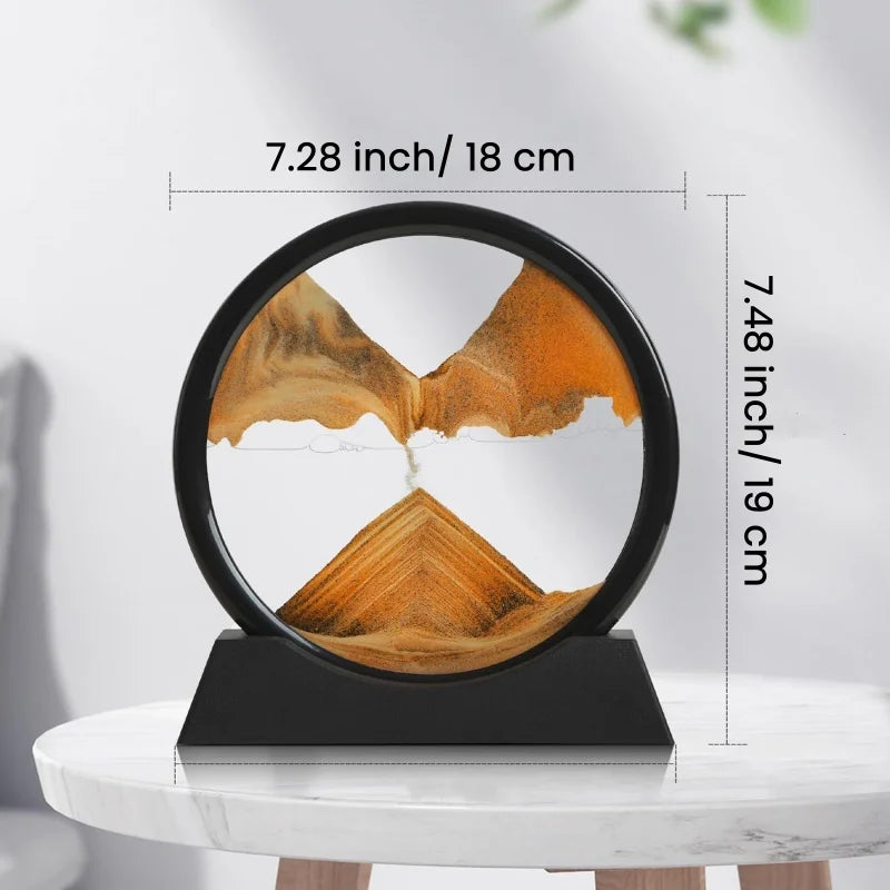3D Hourglass Sandscape – Modern Glass Wall Art