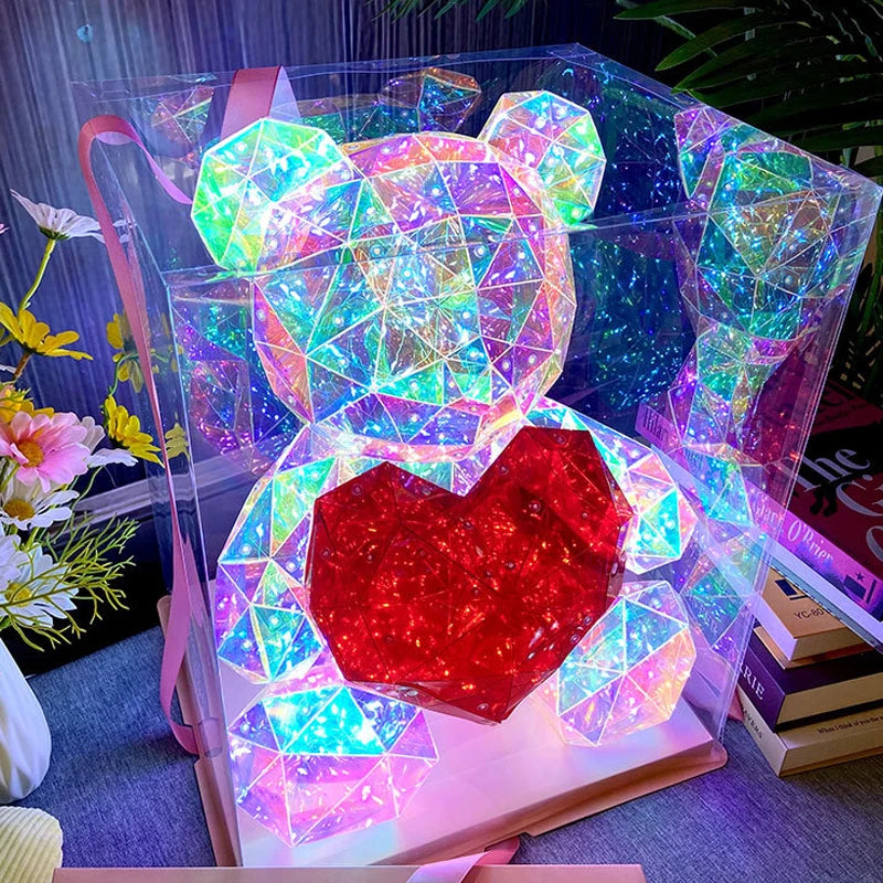 LED Teddy Bear Gift Lamp with Gift Box – Romantic Novelty Light for Valentine’s Day & Holidays