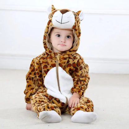 Cute Animal Baby Romper Lion – Cosy Winter Jumpsuit Pyjamas for Newborns