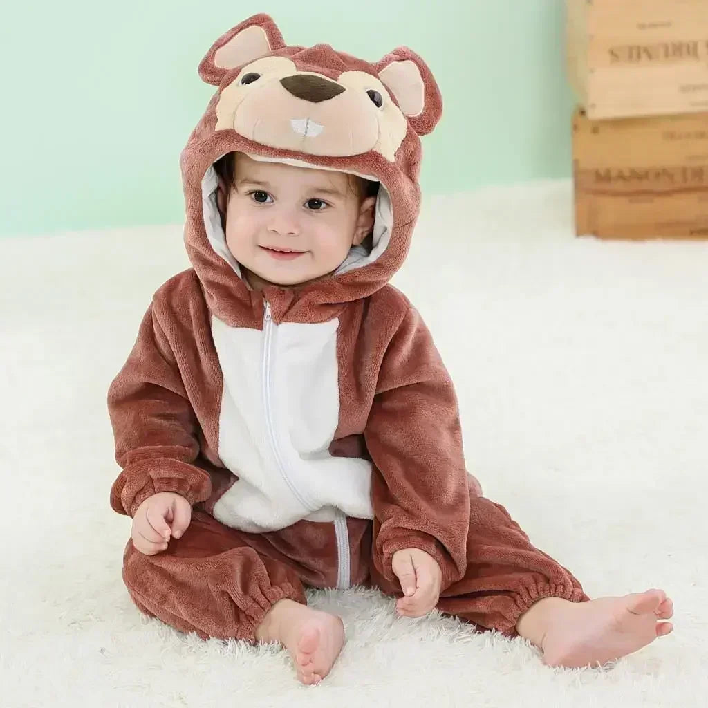Cute Animal Baby Romper Lion – Cosy Winter Jumpsuit Pyjamas for Newborns