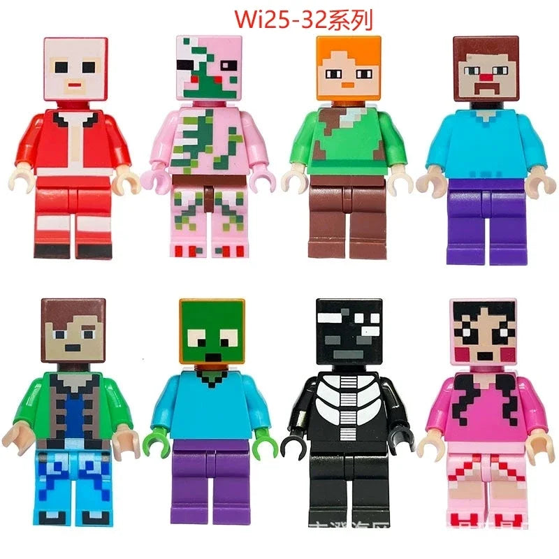17 Styles Minecraft Building Blocks Set – 8PCS DIY Assembled Action Figures