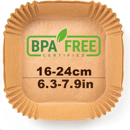 Eco-Friendly Air Fryer Liners – Round & Square, Non-Stick, 50/100PCS