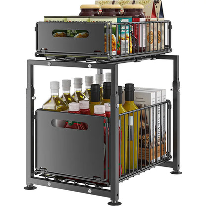 Adjustable Pull-Out Kitchen Organiser | Space-Saving Cabinet Shelf