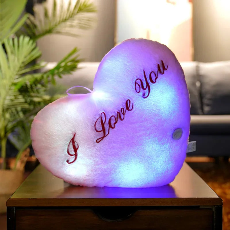 LED Light Up Heart Plush Pillow
