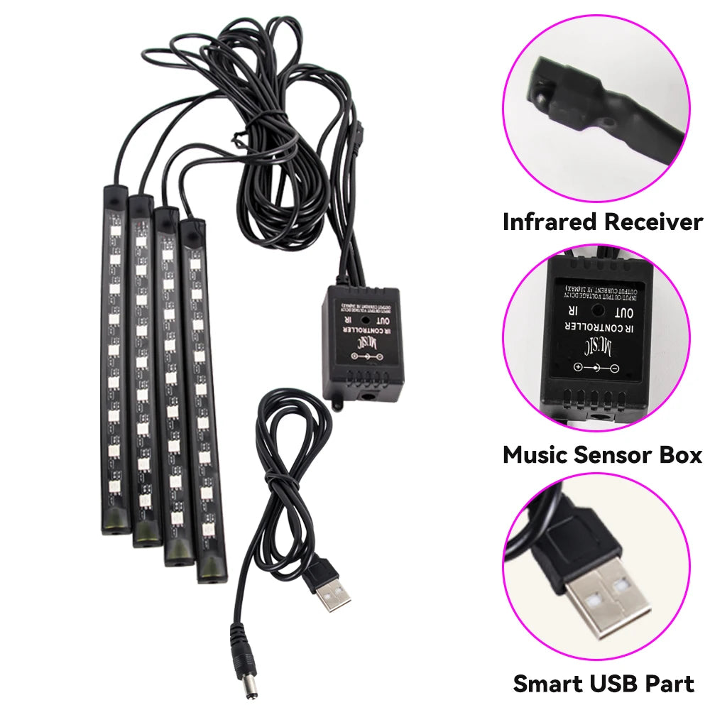 Auto LED Ambient Lighting – Music & App Control