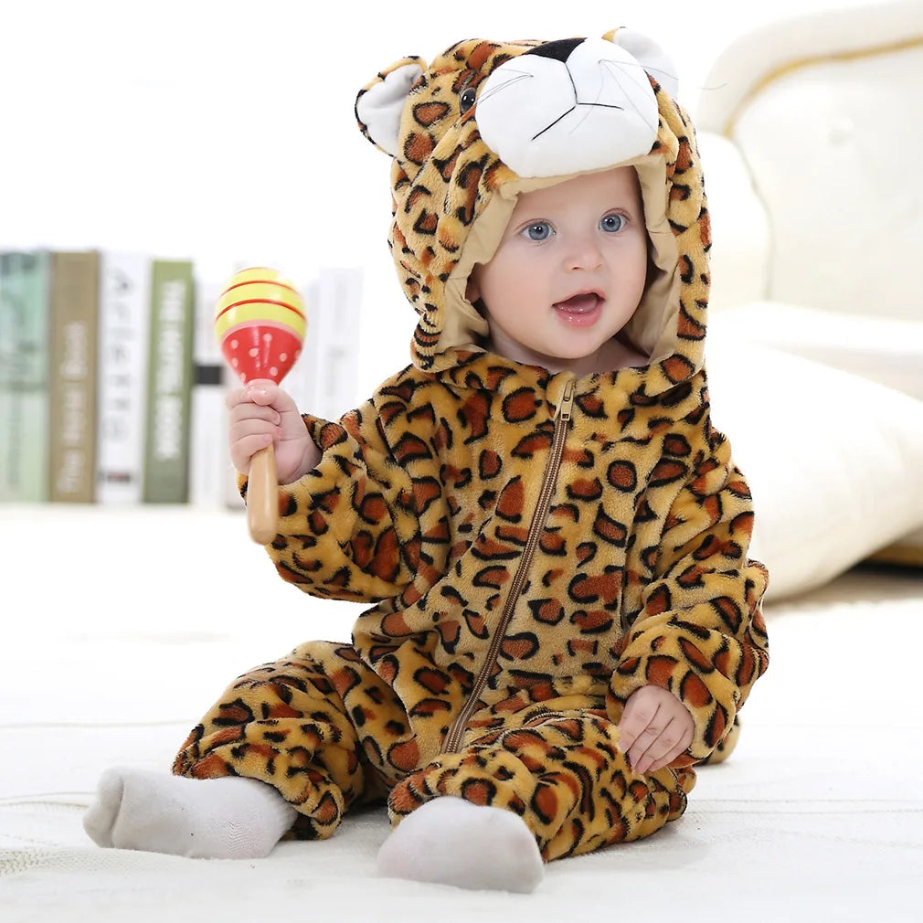 Cute Animal Baby Romper Lion – Cosy Winter Jumpsuit Pyjamas for Newborns