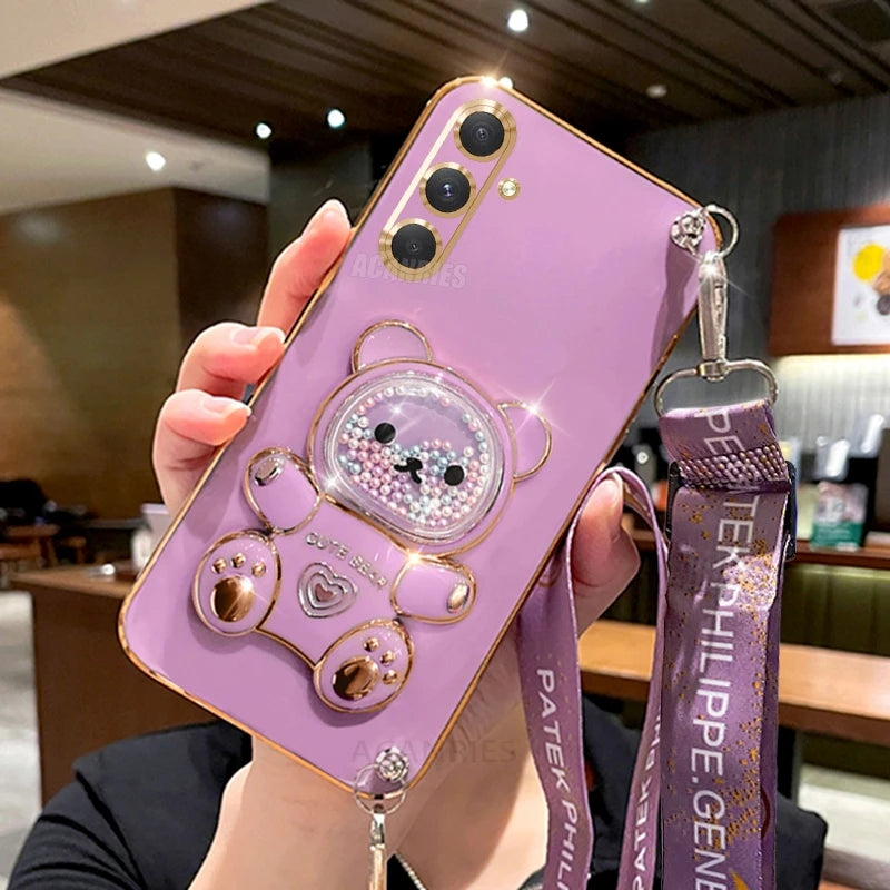 🧸  Bear Crossbody Lanyard Silicone Case