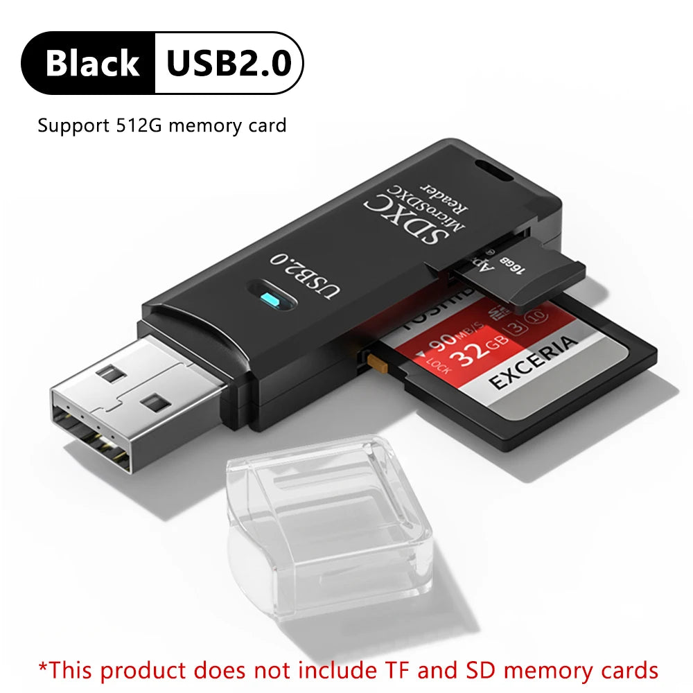 2-in-1 USB 3.0 Card Reader – Micro SD / TF Memory Card Adapter for PC & Laptop, High-Speed