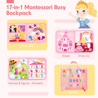 Montessori Busy Board Backpack for Kids Learning