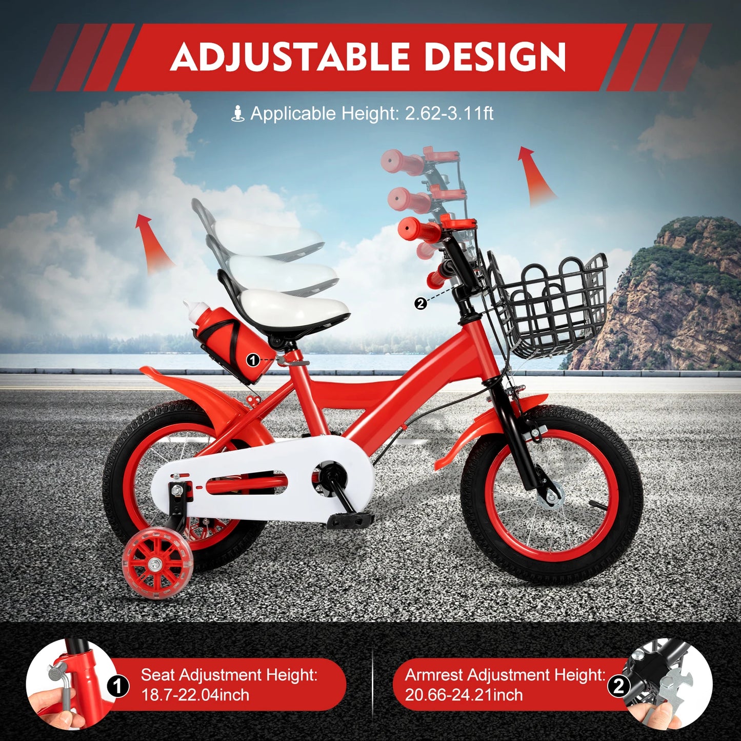 Children’s Bike 2-4 Years with Basket & Training Wheels