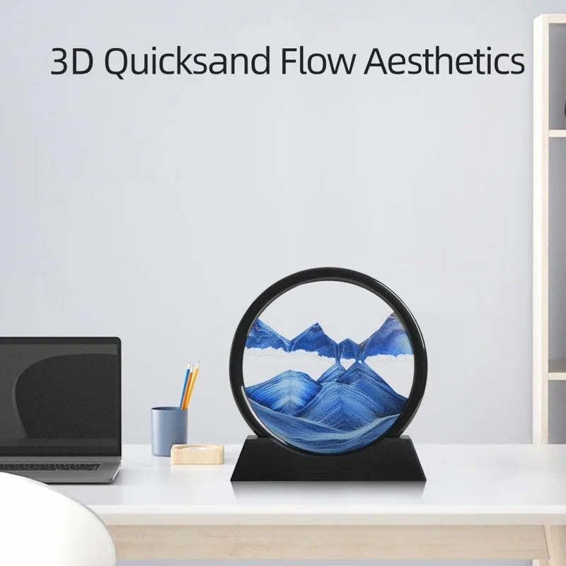 3D Hourglass Sandscape – Modern Glass Wall Art