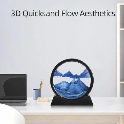 3D Hourglass Sandscape – Modern Glass Wall Art